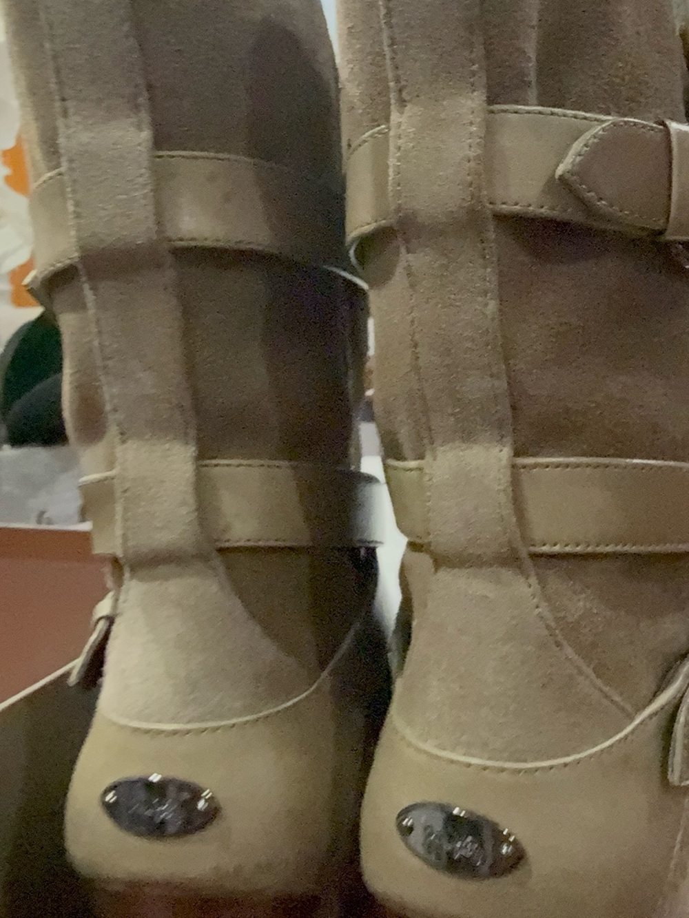 Coach Alexandra Suede MAT-Calf Strap Buckle Boots Style A8780 Size 8.5M - Picture 6 of 8
